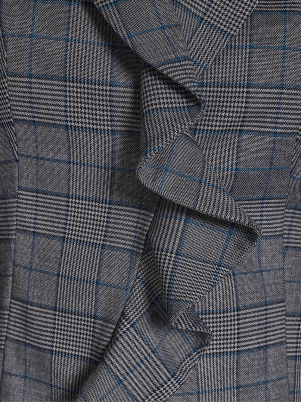 BCBG Gray Plaid Ruffled Single-Breasted Blazer - Picture 2 of 4